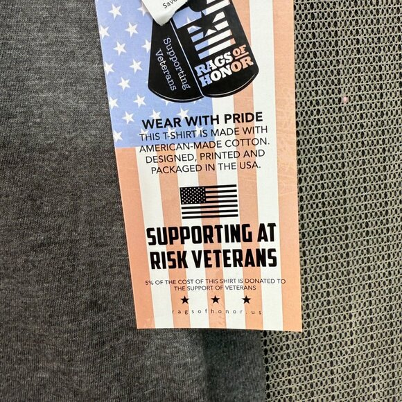 Rags Of Honor Unisex Size L Gray T-Shirt Camo Flag Design Supporting Veterans - Picture 3 of 8